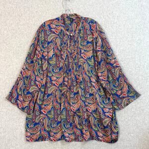 Lauren Ralph Lauren Popover Blouse Size 3X Vibrant Flowy Lightweight Silky